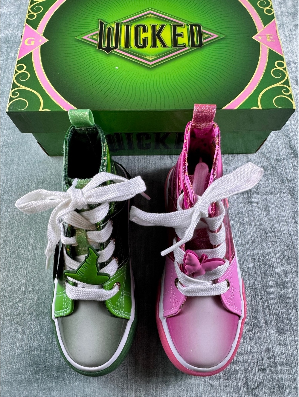 Wicked Elphaba Glinda Girls High Top Sneakers Size 12
